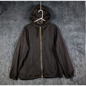 Triumph Over Tragedy Jacket Men Large Black Hooded Windbreaker Lightweight Coat